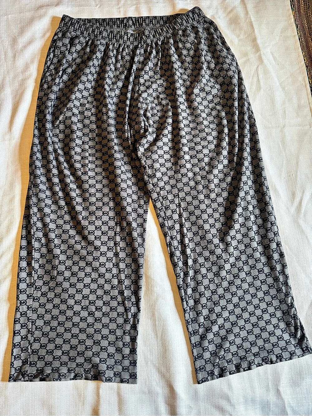 Michael Kors MK Logo Print Pajama Lounge Pants Black & Gray XL